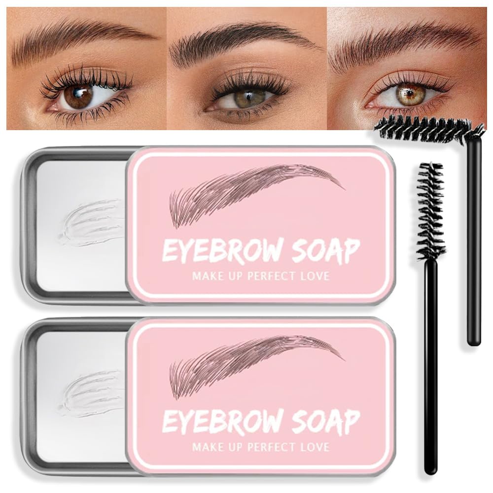 Soap Brows Kit,2Pcs/Set Eyebrow Freeze Styling Wax,Waterproof Long-lasting Eyebrows Enhancer Shaping Clear Tint Gel, Eye Brow Makeup Balm Pomade Cosmetics