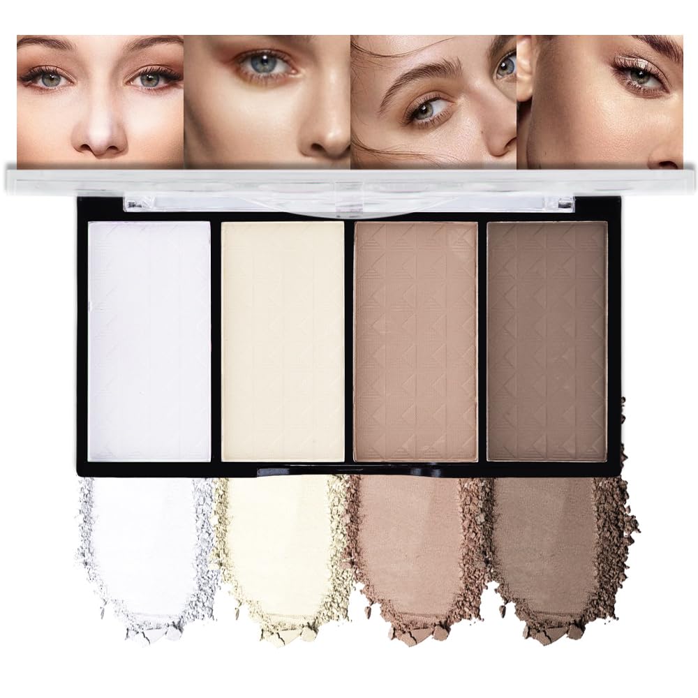 Matte Blush Cream Quads Makeup Palette, Blushes for Older Women Lip and Cheek Dual Blush Palette, Natural Lasting Pinkish Light Peach Light Brown and Orange Red, Paleta de rubor 4 colores