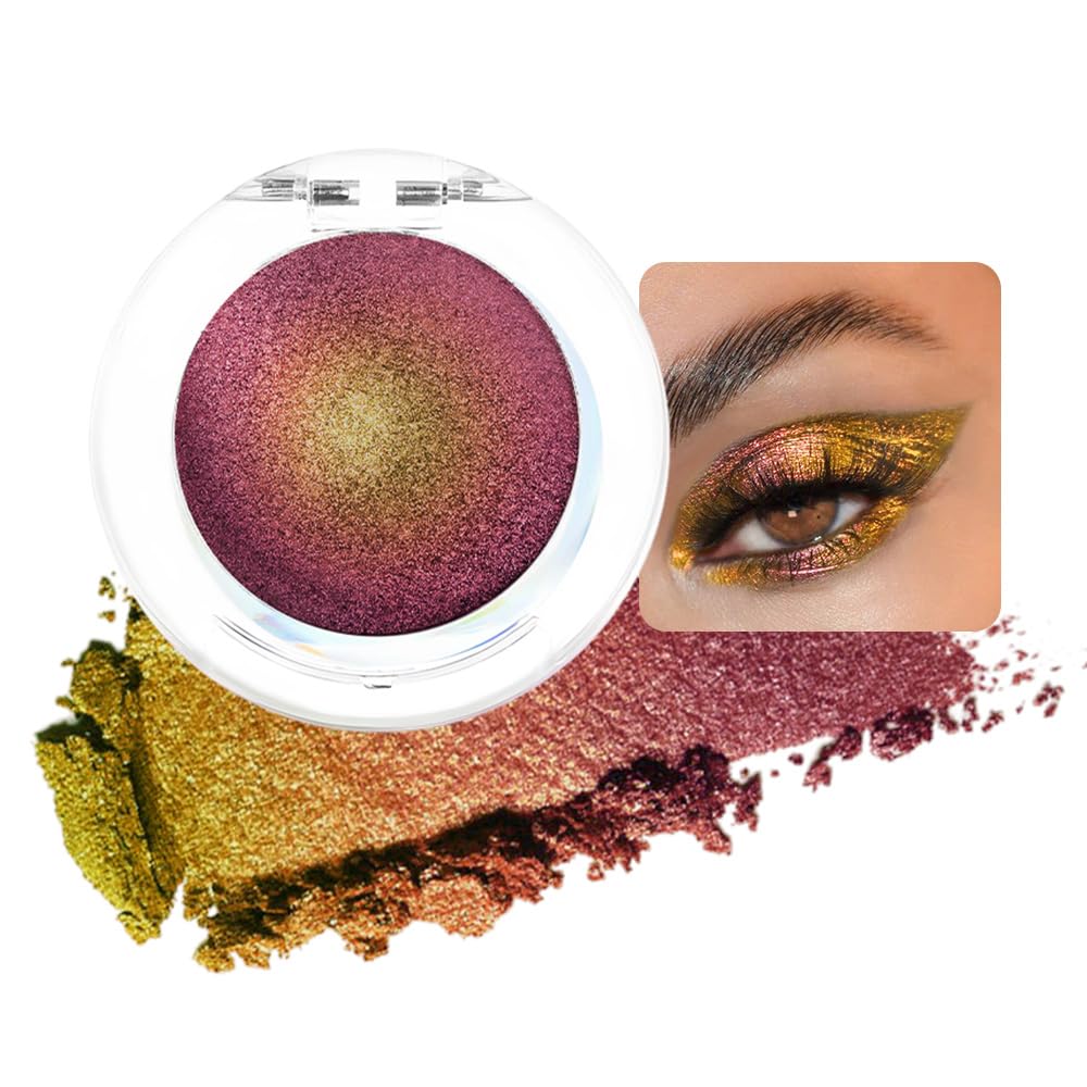 evpct Pearl White Glitter Holographic Iridescent Sparkly Eyeshadow Palette Makeup, White Pink Shimmer Glitter Loose Powder Single Eyeshadow Palette, Chameleon Multichrome Eye shadow Makeup Highlighter