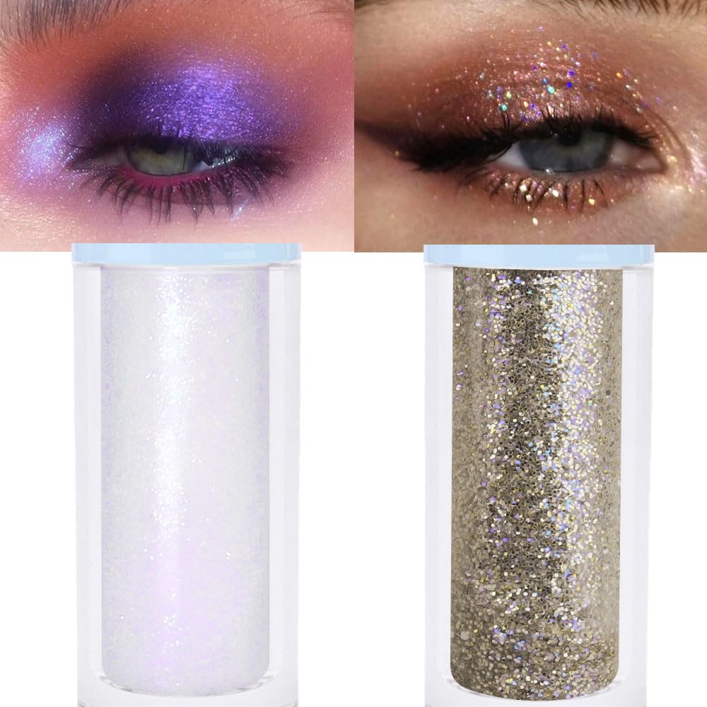 Liquid Sparkling Glitter Eye Shadow Sticks – Crystal Silver Golden Eyeshadow, Eyeliner, Eyelid Shimmer Highlight Makeup, sombra de para ojos,Waterproof Quick-Drying