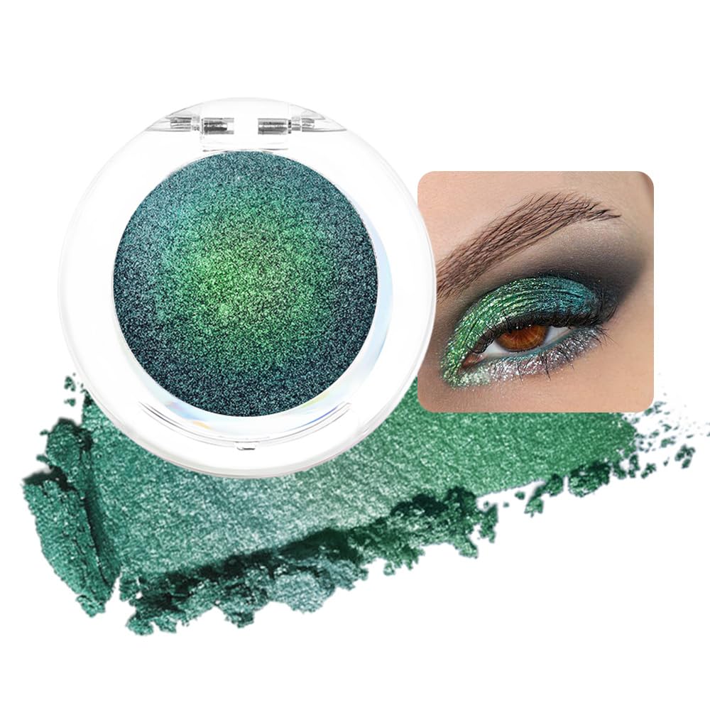 evpct Pearl White Glitter Holographic Iridescent Sparkly Eyeshadow Palette Makeup, White Pink Shimmer Glitter Loose Powder Single Eyeshadow Palette, Chameleon Multichrome Eye shadow Makeup Highlighter