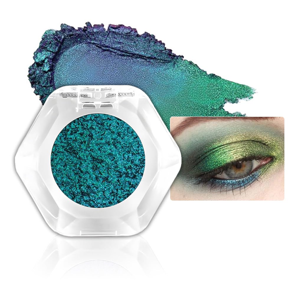 evpct Pearl White Glitter Holographic Iridescent Sparkly Eyeshadow Palette Makeup, White Pink Shimmer Glitter Loose Powder Single Eyeshadow Palette, Chameleon Multichrome Eye shadow Makeup Highlighter