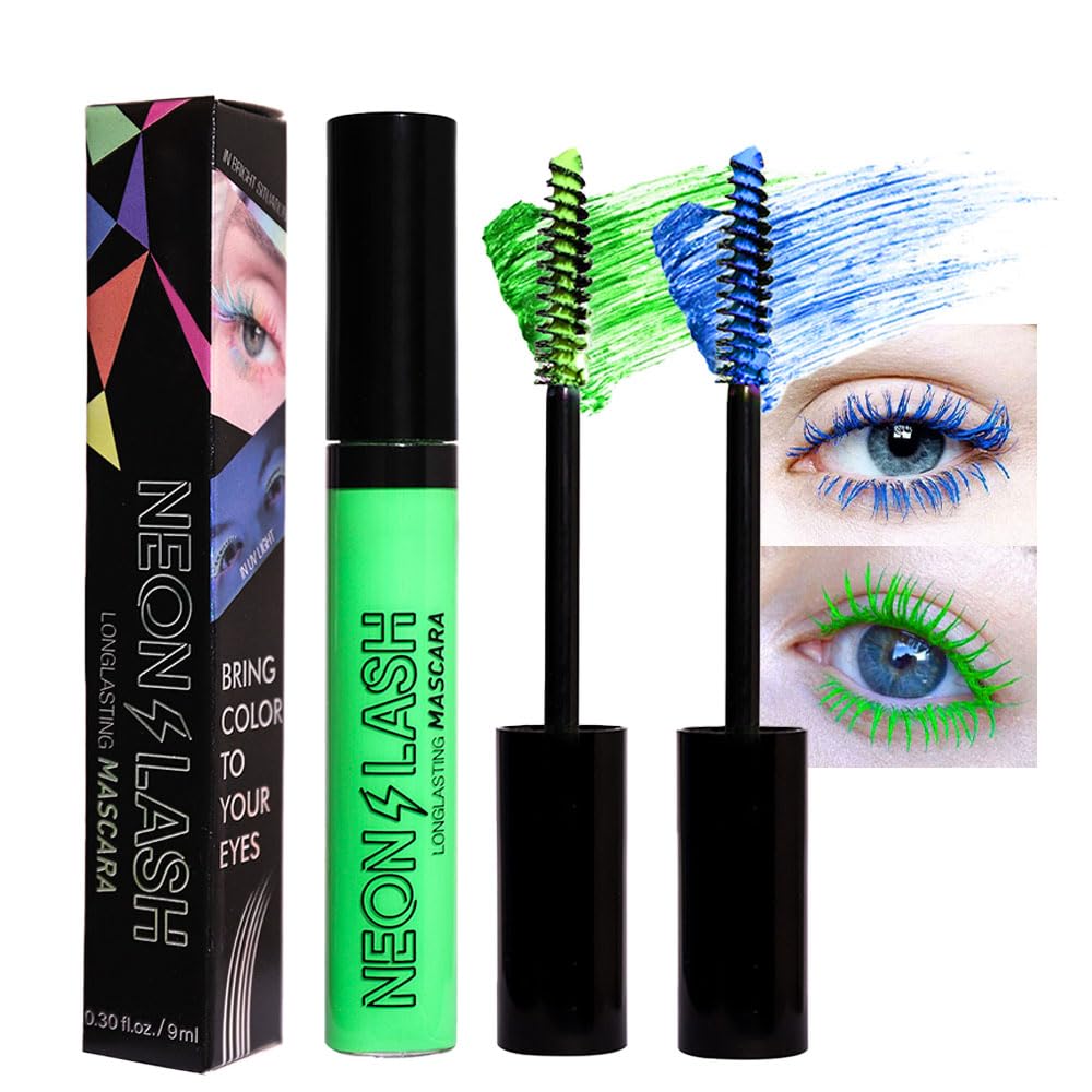 Colored Colorful Waterproof Mascara for Eyelashes Set,Blue White Black Brown Purple Long lasting Charming Voluminous Cruelty Free Vegan Eye Makeup