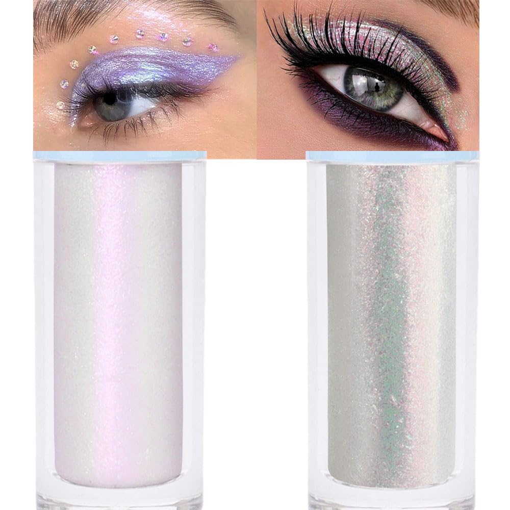 Liquid Sparkling Glitter Eye Shadow Sticks – Crystal Silver Golden Eyeshadow, Eyeliner, Eyelid Shimmer Highlight Makeup, sombra de para ojos,Waterproof Quick-Drying