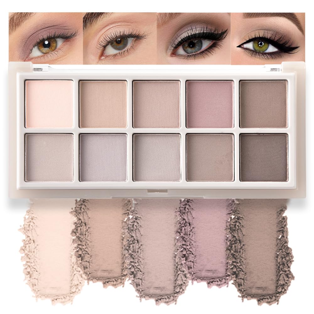 Ten Color Pink Brown Series Matte Eyeshadow Makeup Palette, High-Pigment Eye Shadow, Smooth & Blendable, Everyday Velvety Matte Finish Eye Makeup Looks Box, Vegan & Cruelty-Free, 0.35 Oz 04#