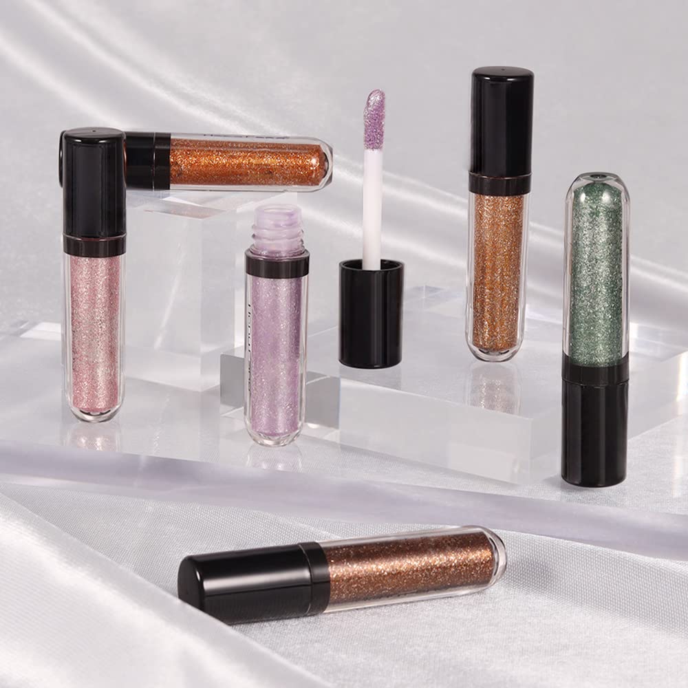 Colorful Liquid Glitter Eyeshadow & Eyeliner Sticks Kit – Korean Shimmer Metallic Eye Makeup, Quick-Drying & Waterproof, Vegan & Cruelty-Free, Silver Brown Pink Gold Sparkle sombras de ojos