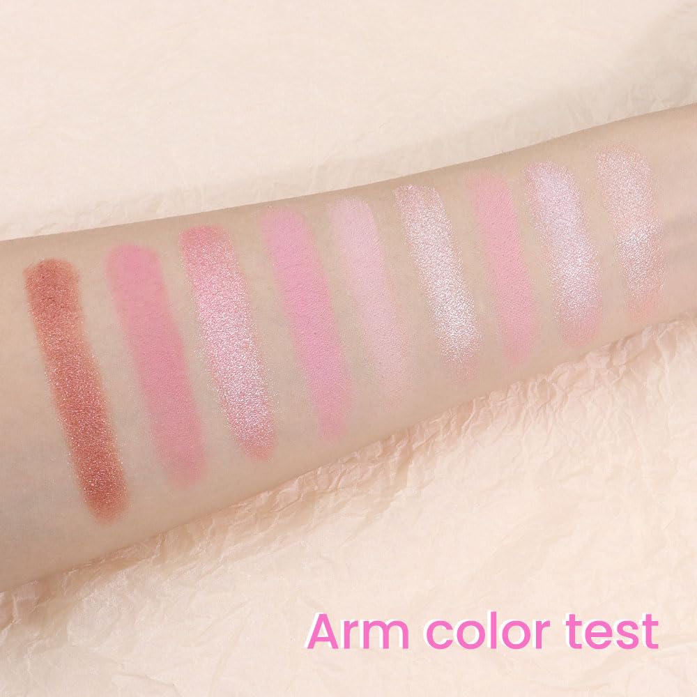 6 Colors Mini Naked Eyeshadow Makeup Palette, Neutral Nude Eye Shadow, Pink&Purple& Brown Matte Make Up Pallet with Mirror Highly Pigmented Long Lasting Waterproof Travel Size Gift Kit (Pink)