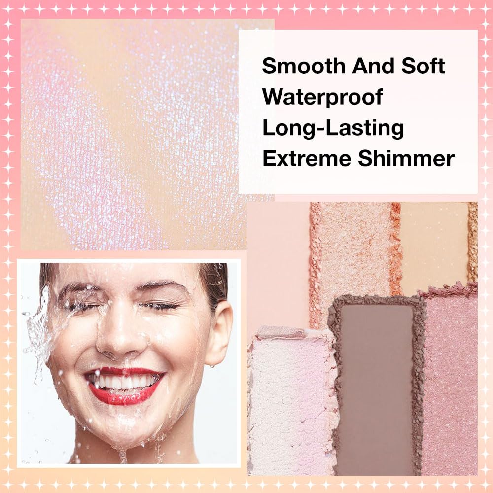 6 Colors Mini Naked Eyeshadow Makeup Palette, Neutral Nude Eye Shadow, Pink&Purple& Brown Matte Make Up Pallet with Mirror Highly Pigmented Long Lasting Waterproof Travel Size Gift Kit (Pink)
