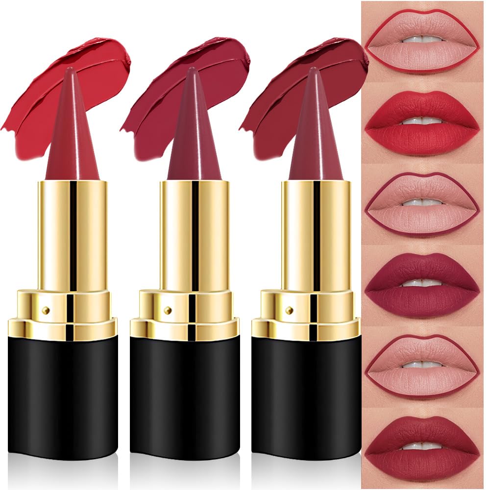 Kaely Dark Brown Gradient Matte Lip Liner Pencil & Lipstick Crayon Combo for Women, 2in1 Flawless Contour Gradual Ombre Effect Lip Pencil Makeup Waterproof, labiales mate 24 horas originales, 15