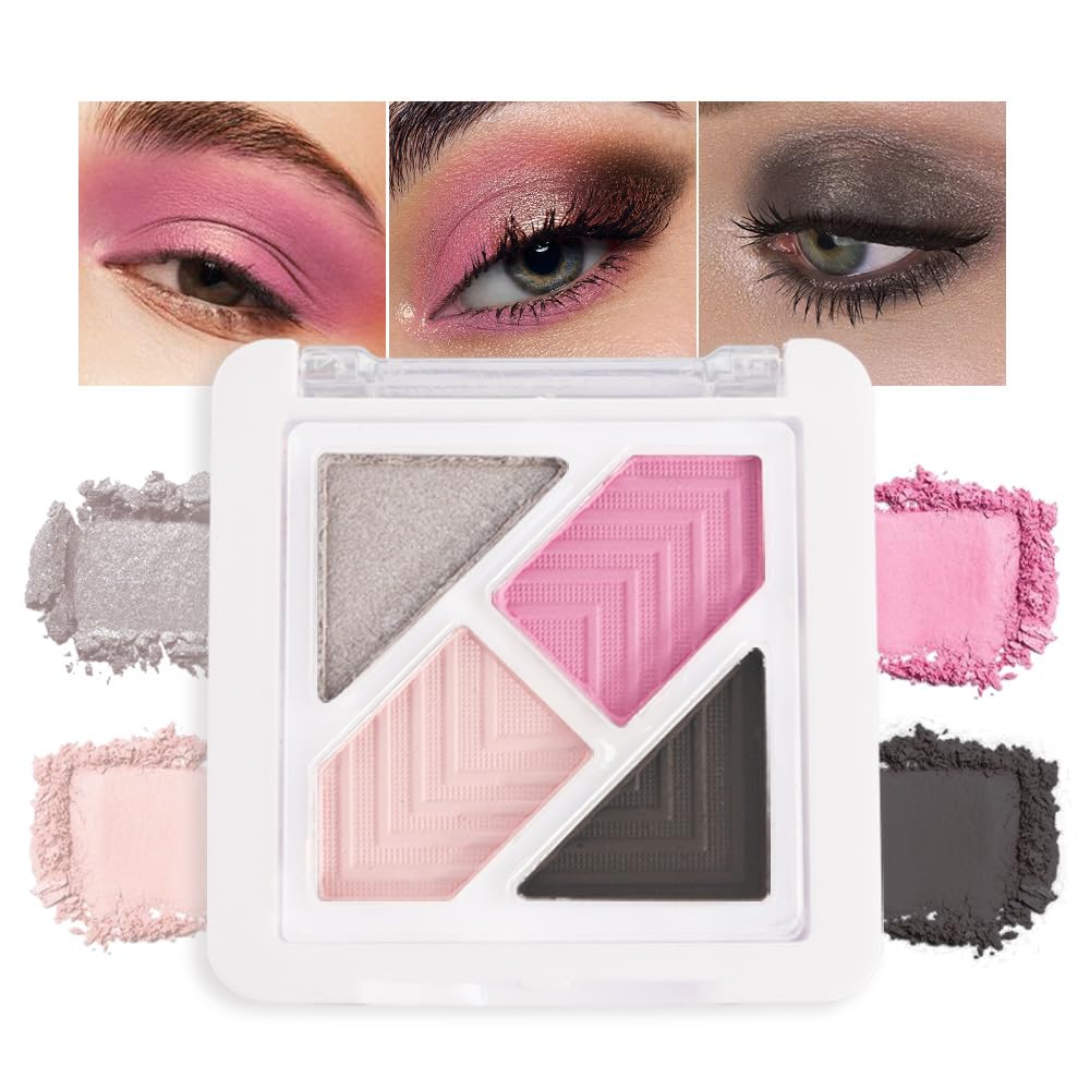 6 Colors Mini Naked Eyeshadow Makeup Palette, Neutral Nude Eye Shadow, Pink&Purple& Brown Matte Make Up Pallet with Mirror Highly Pigmented Long Lasting Waterproof Travel Size Gift Kit (Pink)