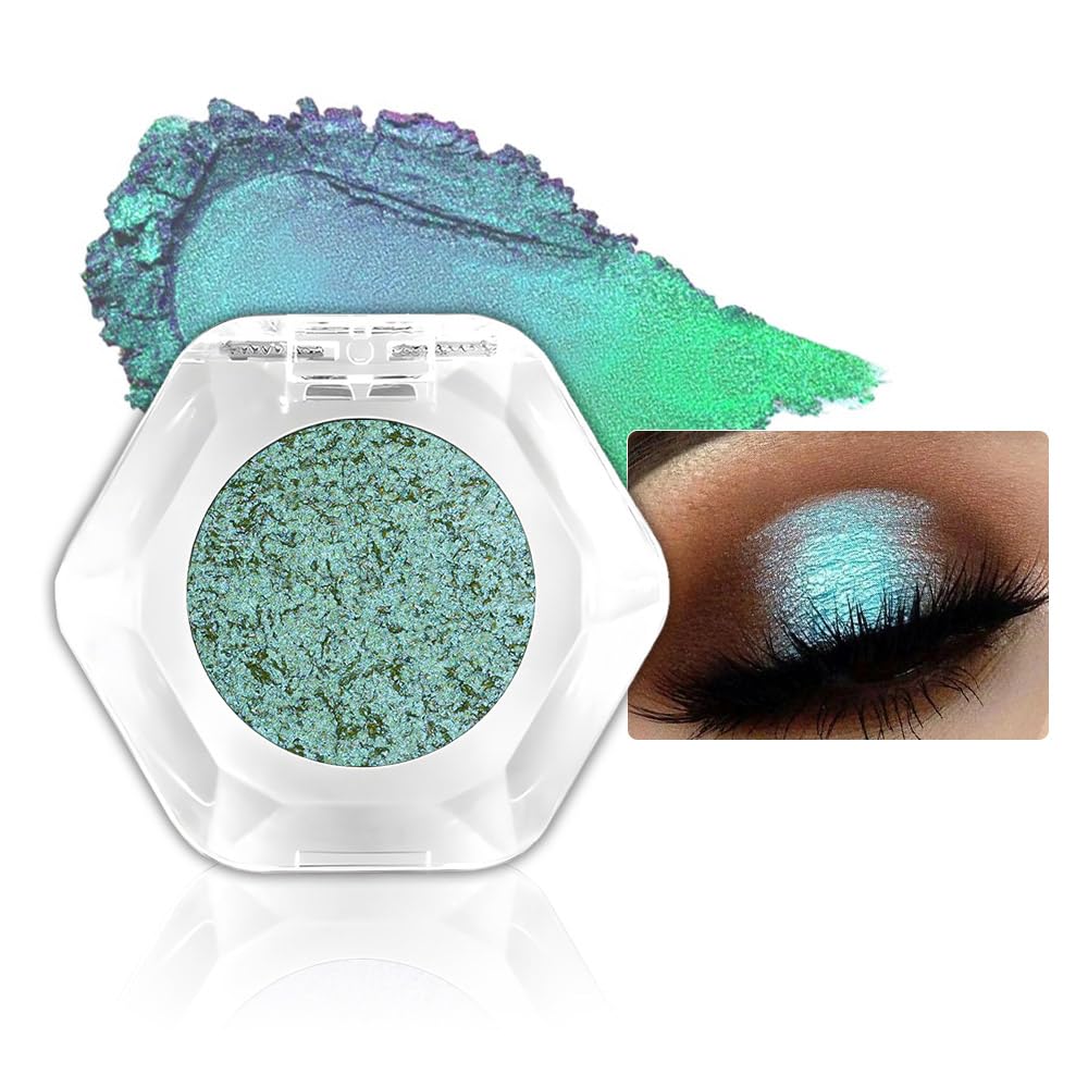 evpct Pearl White Glitter Holographic Iridescent Sparkly Eyeshadow Palette Makeup, White Pink Shimmer Glitter Loose Powder Single Eyeshadow Palette, Chameleon Multichrome Eye shadow Makeup Highlighter