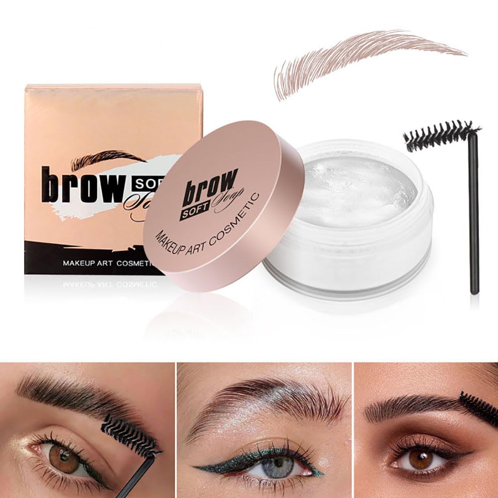 Soap Brows Kit,2Pcs/Set Eyebrow Freeze Styling Wax,Waterproof Long-lasting Eyebrows Enhancer Shaping Clear Tint Gel, Eye Brow Makeup Balm Pomade Cosmetics
