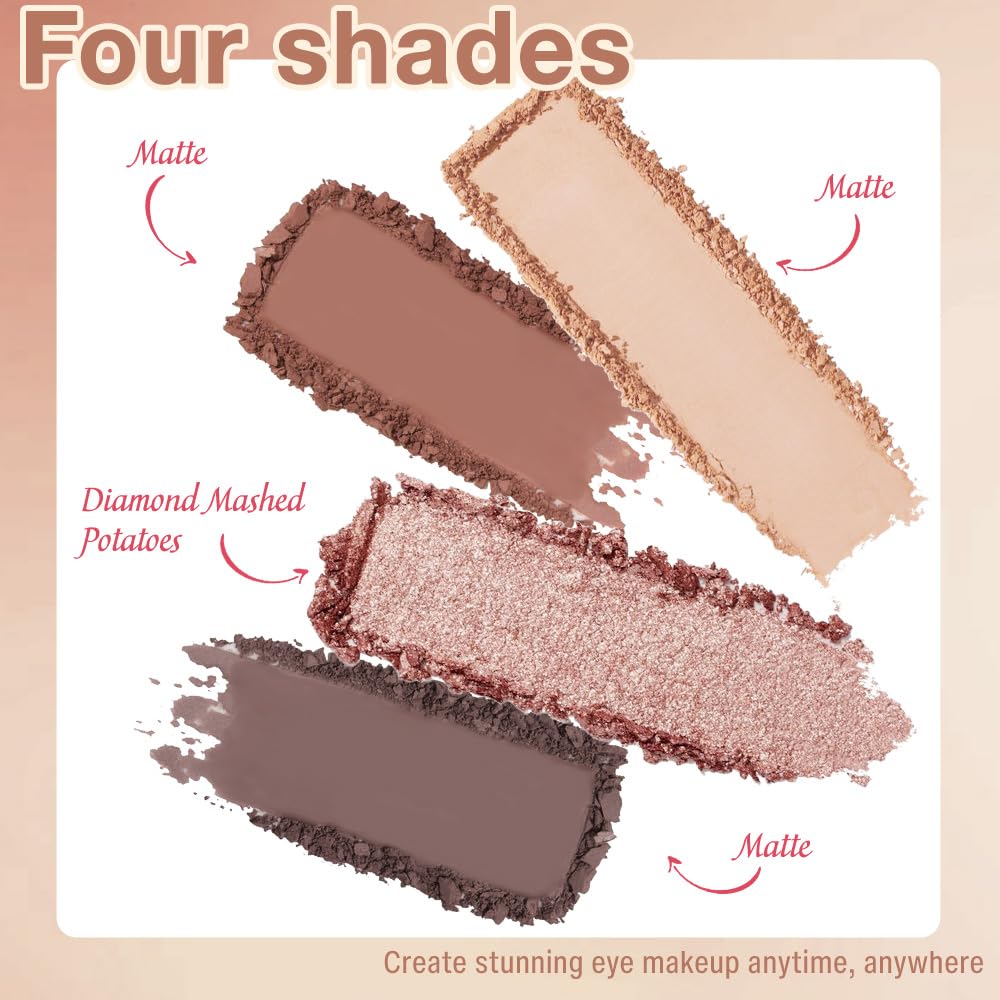 6 Colors Mini Naked Eyeshadow Makeup Palette, Neutral Nude Eye Shadow, Pink&Purple& Brown Matte Make Up Pallet with Mirror Highly Pigmented Long Lasting Waterproof Travel Size Gift Kit (Pink)