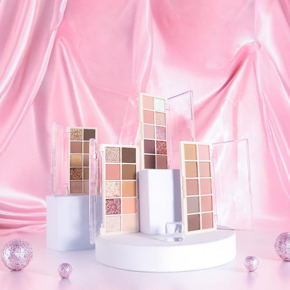 6 Colors Mini Naked Eyeshadow Makeup Palette, Neutral Nude Eye Shadow, Pink&Purple& Brown Matte Make Up Pallet with Mirror Highly Pigmented Long Lasting Waterproof Travel Size Gift Kit (Pink)