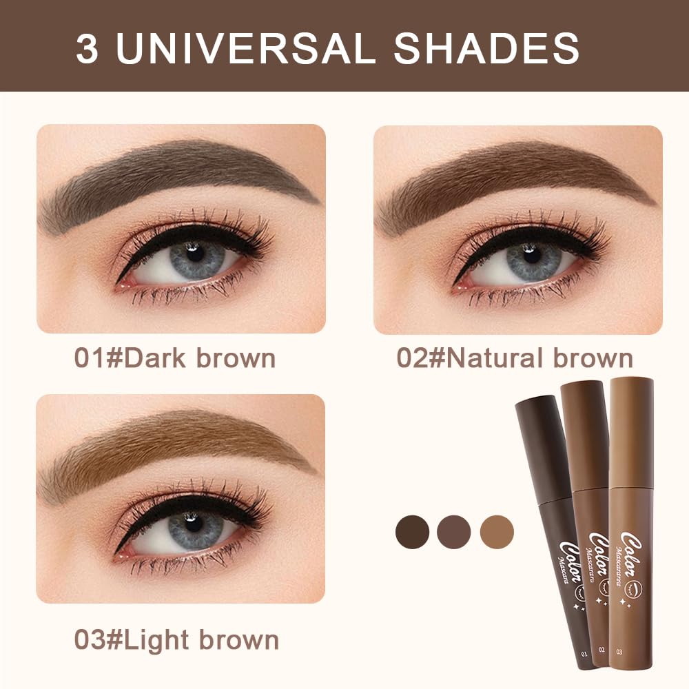 2Pcs-Tinted Thickening Brow Mascara,Brow Fast Sculpt,Waterproof, Transfer-proof, Brush to Fill in Eyebrows and Cover Gray Hairs - Cruelty Free (01# Dark Brown)