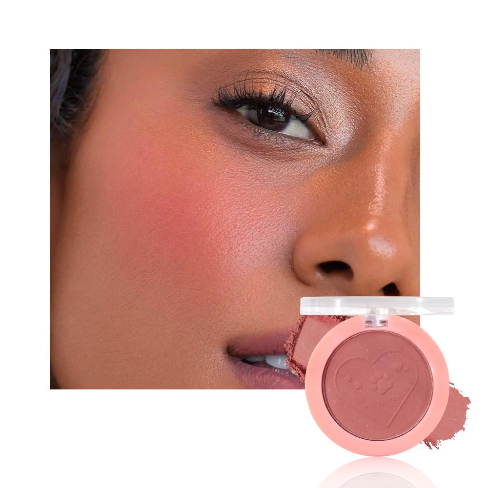 Warm Orange Powder Matte Blush with Mirror – Lightweight Smooth Blendable Baked Blush, Fade & Transfer-Resistant, Natural Matte Finish, Vegan & Cruelty Free, Perfect Makeup Gift for Women #02