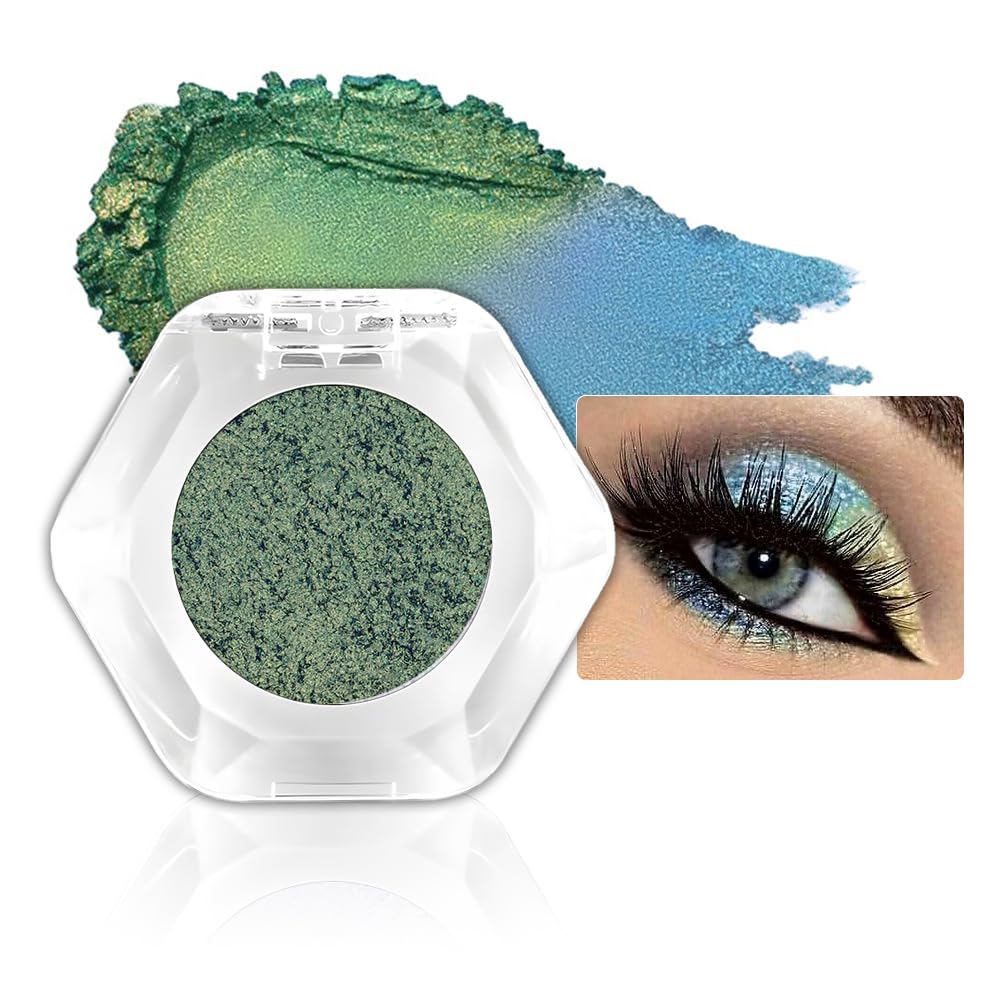 evpct Pearl White Glitter Holographic Iridescent Sparkly Eyeshadow Palette Makeup, White Pink Shimmer Glitter Loose Powder Single Eyeshadow Palette, Chameleon Multichrome Eye shadow Makeup Highlighter