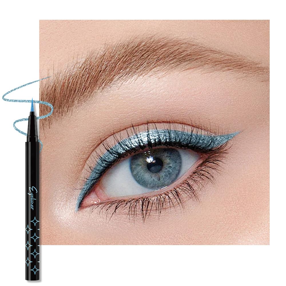 Bronze Brown Metallic Glitter Liquid Eyeliner Waterproof Pen – Long-Lasting Sparkly Waterproof Eyeliner for Women & Men – Tattoo-Effect Eye Makeup for Parties – Delineador Líquido con Brillo 03