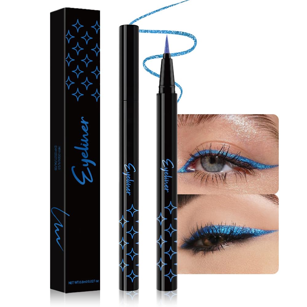 Bronze Brown Metallic Glitter Liquid Eyeliner Waterproof Pen – Long-Lasting Sparkly Waterproof Eyeliner for Women & Men – Tattoo-Effect Eye Makeup for Parties – Delineador Líquido con Brillo 03