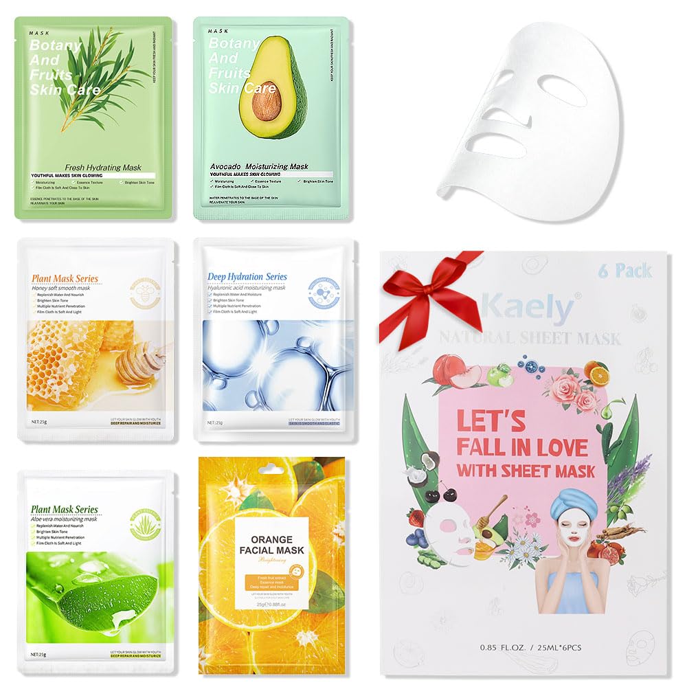 Kaely 10 Pack Variety Sheet Masks,Spa Party Face Masks for Kids Skin Care,Facial Mask Skincare Set Korean,Moisturize,Brighten,Nourish for All Skin Types,Birthday Gifts for Women Men Girls,Set01