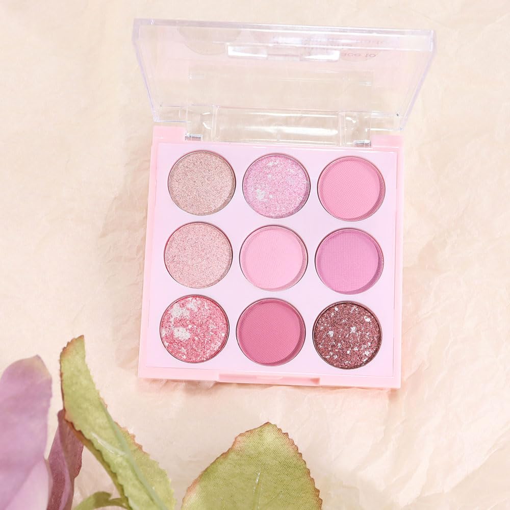 6 Colors Mini Naked Eyeshadow Makeup Palette, Neutral Nude Eye Shadow, Pink&Purple& Brown Matte Make Up Pallet with Mirror Highly Pigmented Long Lasting Waterproof Travel Size Gift Kit (Pink)