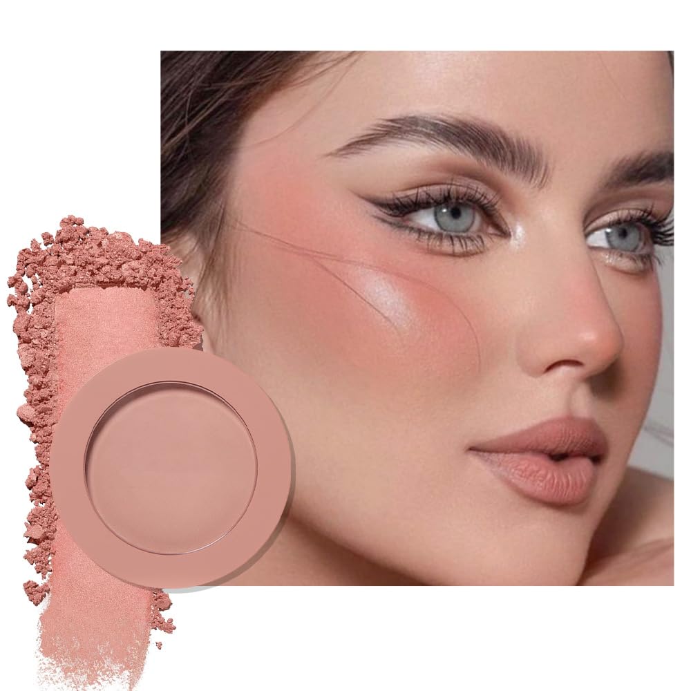 Single Soft Rose Pink Matte Powder Blush Palette Face Makeup, Blush for Looks Younger Cheeks, Monochrome Cream Blushes Lightweight Long Lasting, Blush for Women All Skin Tones Paleta de, 01