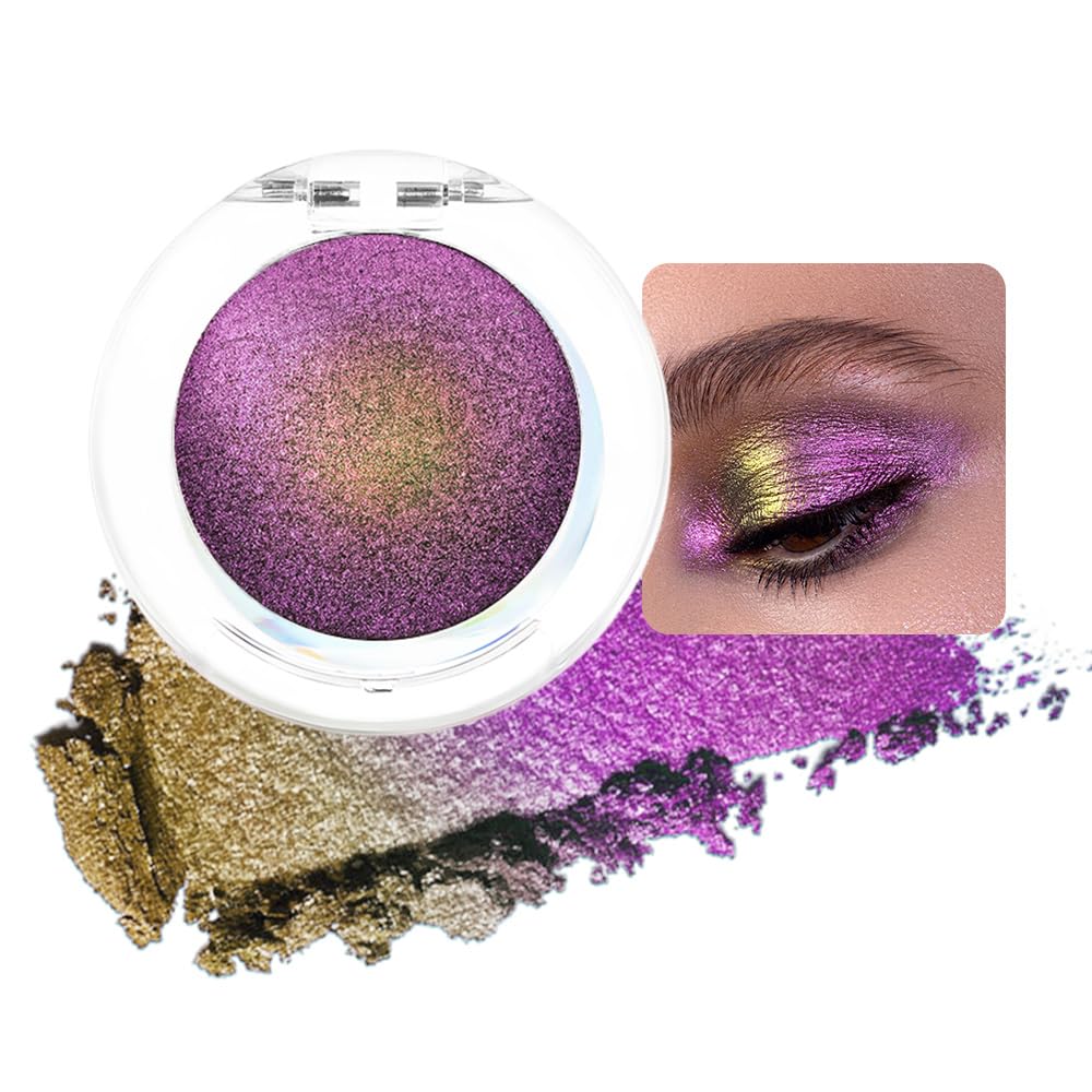 evpct Pearl White Glitter Holographic Iridescent Sparkly Eyeshadow Palette Makeup, White Pink Shimmer Glitter Loose Powder Single Eyeshadow Palette, Chameleon Multichrome Eye shadow Makeup Highlighter