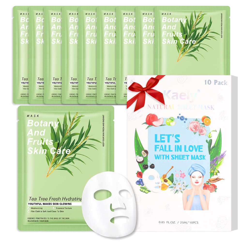Kaely 10 Pack Variety Sheet Masks,Spa Party Face Masks for Kids Skin Care,Facial Mask Skincare Set Korean,Moisturize,Brighten,Nourish for All Skin Types,Birthday Gifts for Women Men Girls,Set01