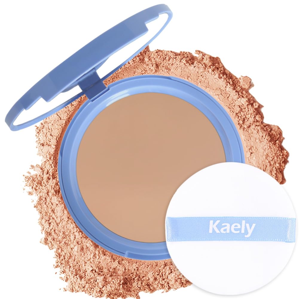 Kaely Oil Control Face Pressed Powder,Perfection Matte Compact Powder,Long Lasting Waterproof Finishing Powder Makeup,polvo compacto de maquillaje,Lightweight,Vegan,02 Natural Beige