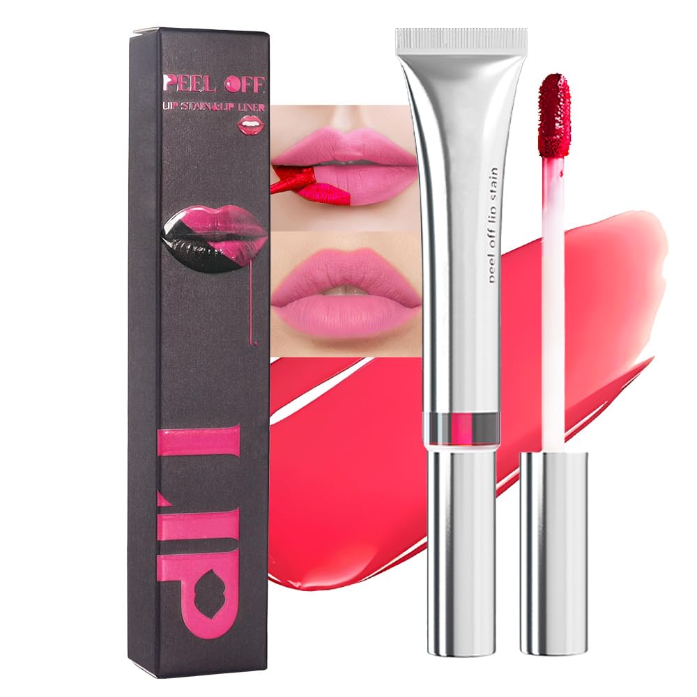 evpct Lip Tains Peel off, Peel off Lip Liner Tattoo Lip Stain Tint Gloss Marker Makeup, Long Lasting Waterproof 24 Hours Matte Finish Transfer-proof Pigmented Color Stay Lipsticks, 125 Nude Pink
