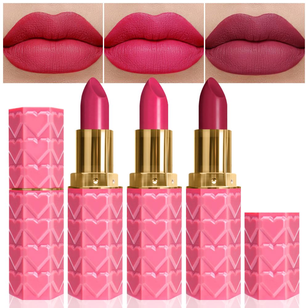 evpct 3Pcs Dark Deep Orange Brown Coffee Nude Matte Lipstick Sets for Women 24 Hour Matt Matte Lipstick Long Lasting Waterproof and Smudge Proof Fall Color Lipstick Shades Dark Brown Lip Liner Set 02