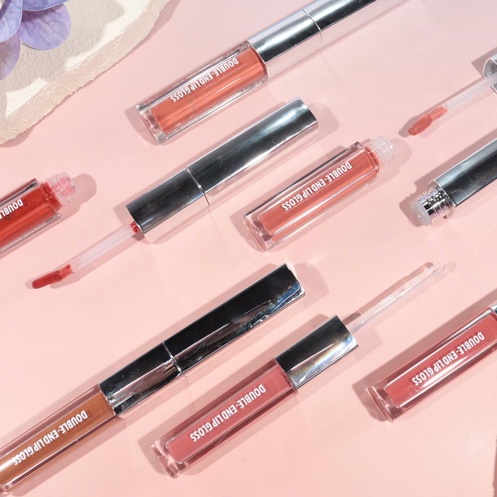 2-in-1 Matte Liquid Lipstick & Clear Lip Gloss, Long Lasting Waterproof Smudge Proof 24 Hour Lip Color Stain, Non Stick & Non Fading,Vegan Matte Makeup Lip Stain for Women,Warm Orange Brown #01