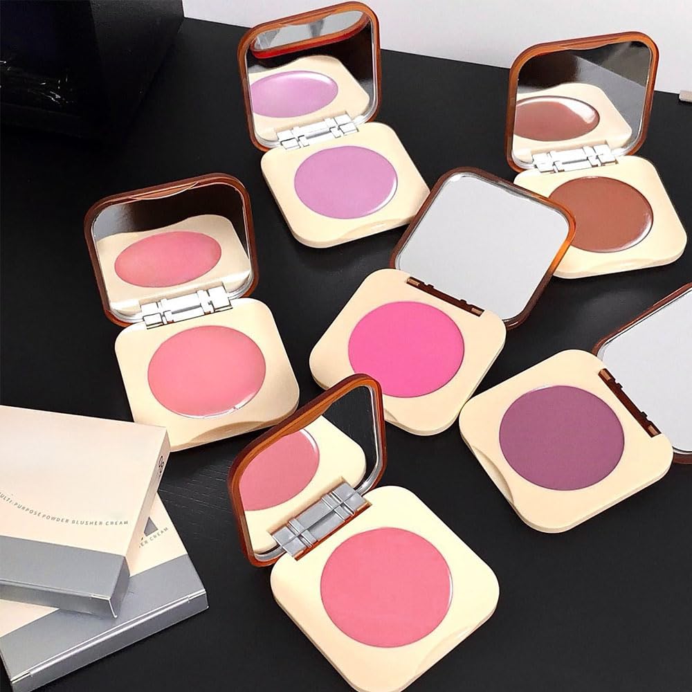 Hot Pink Cream Blush on Face for Women Cheeks Makeup Palettes, Matte Single Pink Creamy Blushes for Cheek and Contour Highlighter Make up Palette, Natural, Vegan & Cruelty-Free, #06