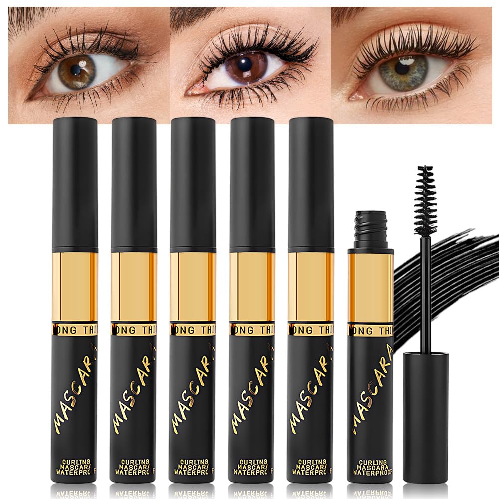 Waterproof 6PCS Colorful Voluminous Mascara Set – Lengthening, Defining, Curling, Multiplying Formula (Cruelty-Free)-Blue Purple Pink Green Red Teal Colored Mascara Eyelash Makeup Pack, Festival Gift
