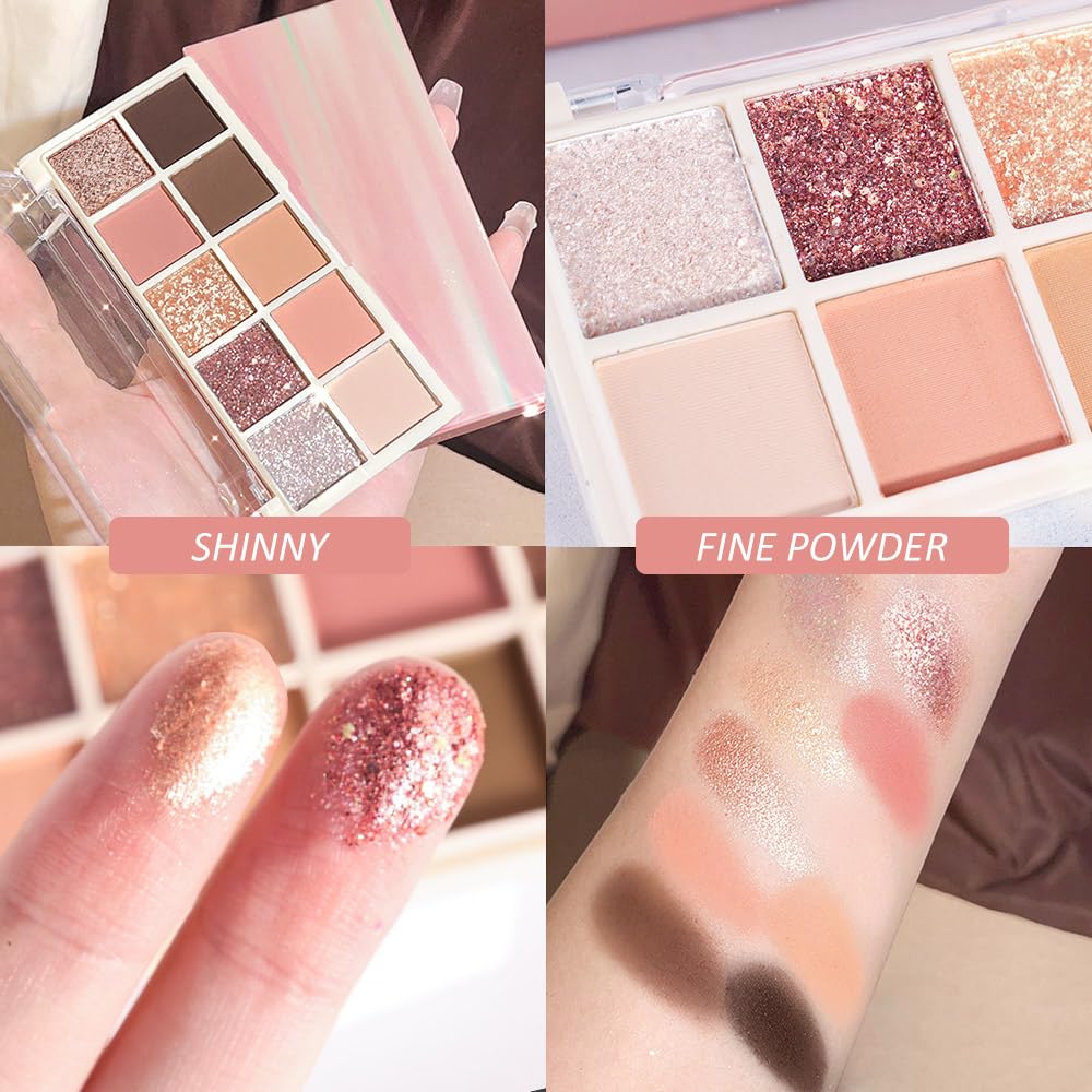 6 Colors Mini Naked Eyeshadow Makeup Palette, Neutral Nude Eye Shadow, Pink&Purple& Brown Matte Make Up Pallet with Mirror Highly Pigmented Long Lasting Waterproof Travel Size Gift Kit (Pink)