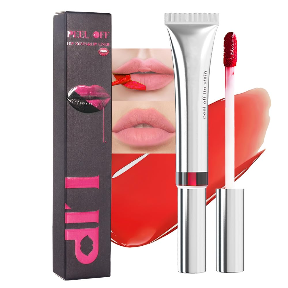 evpct Lip Tains Peel off, Peel off Lip Liner Tattoo Lip Stain Tint Gloss Marker Makeup, Long Lasting Waterproof 24 Hours Matte Finish Transfer-proof Pigmented Color Stay Lipsticks, 125 Nude Pink