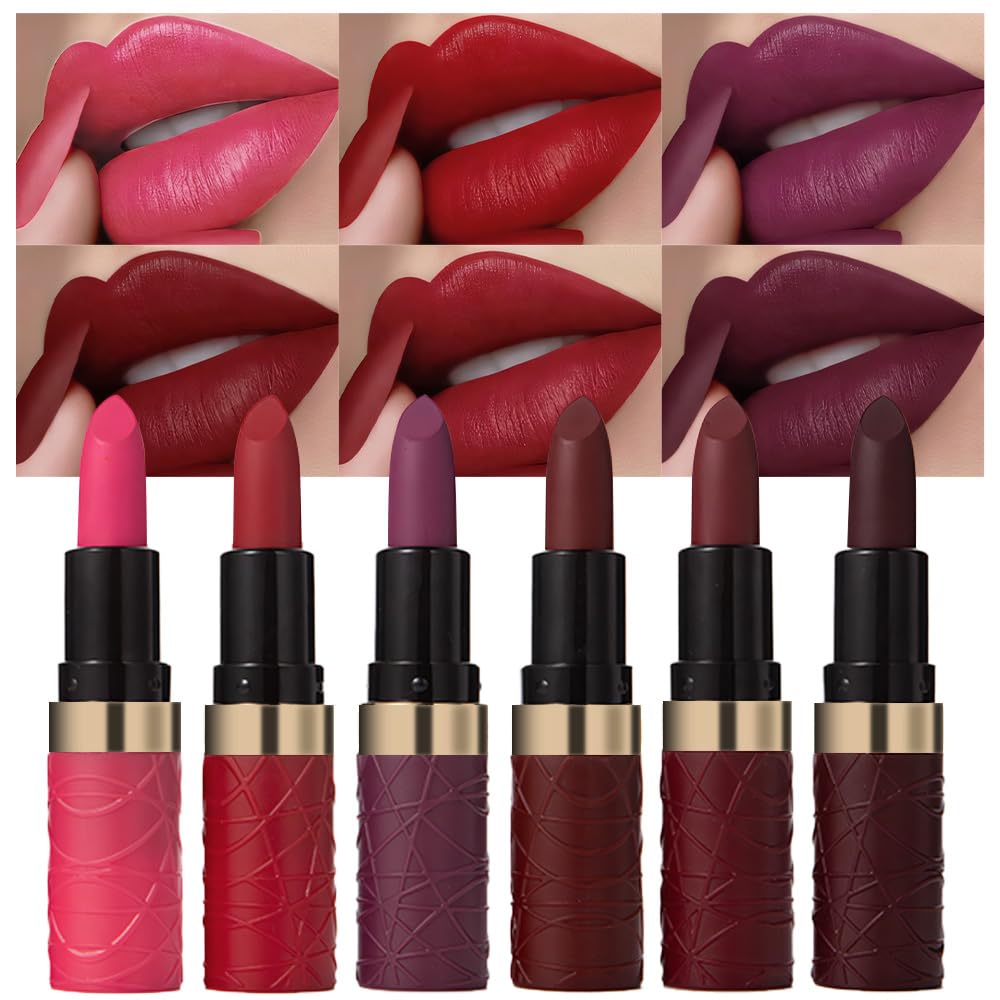 evpct 3Pcs Dark Deep Orange Brown Coffee Nude Matte Lipstick Sets for Women 24 Hour Matt Matte Lipstick Long Lasting Waterproof and Smudge Proof Fall Color Lipstick Shades Dark Brown Lip Liner Set 02