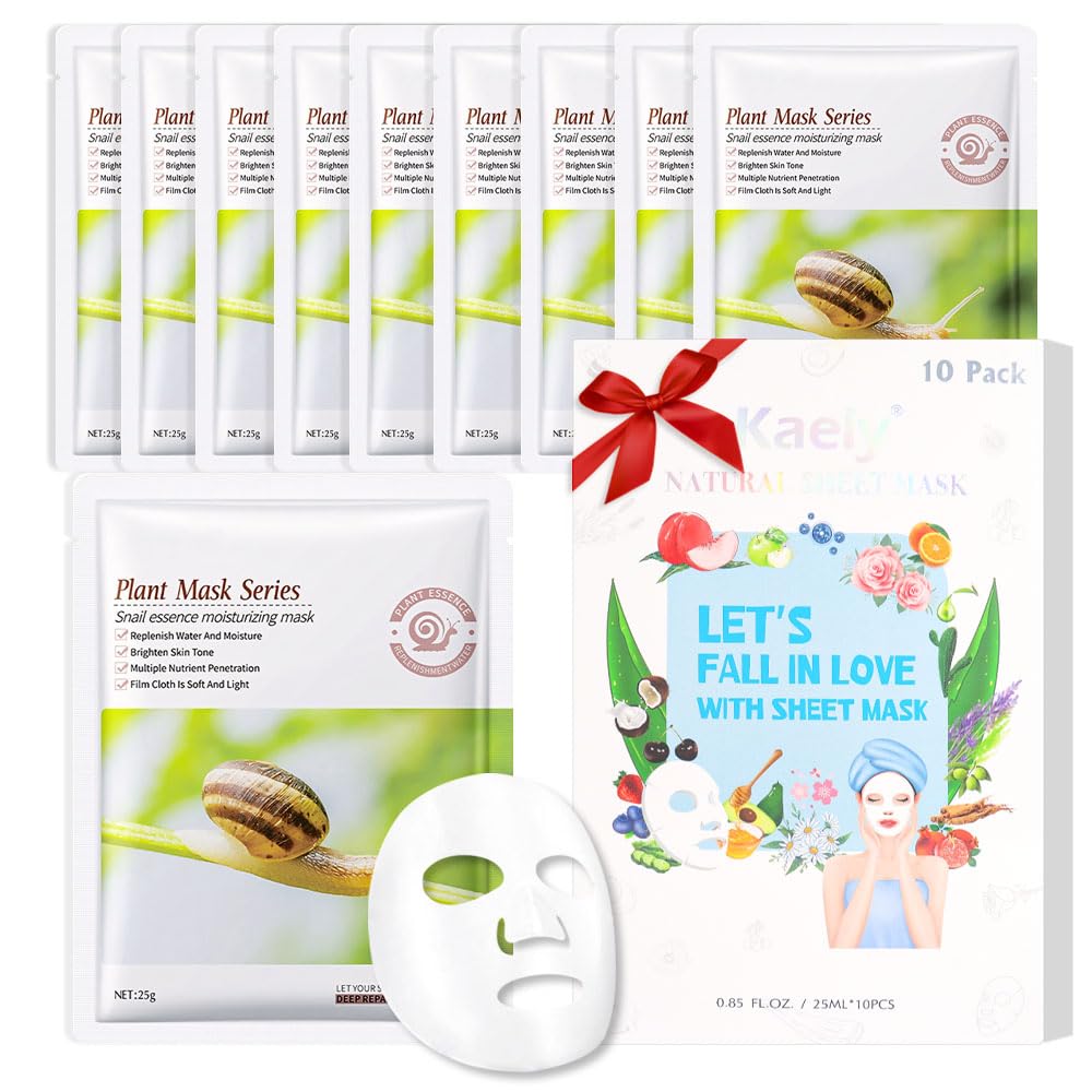 Kaely 10 Pack Variety Sheet Masks,Spa Party Face Masks for Kids Skin Care,Facial Mask Skincare Set Korean,Moisturize,Brighten,Nourish for All Skin Types,Birthday Gifts for Women Men Girls,Set01