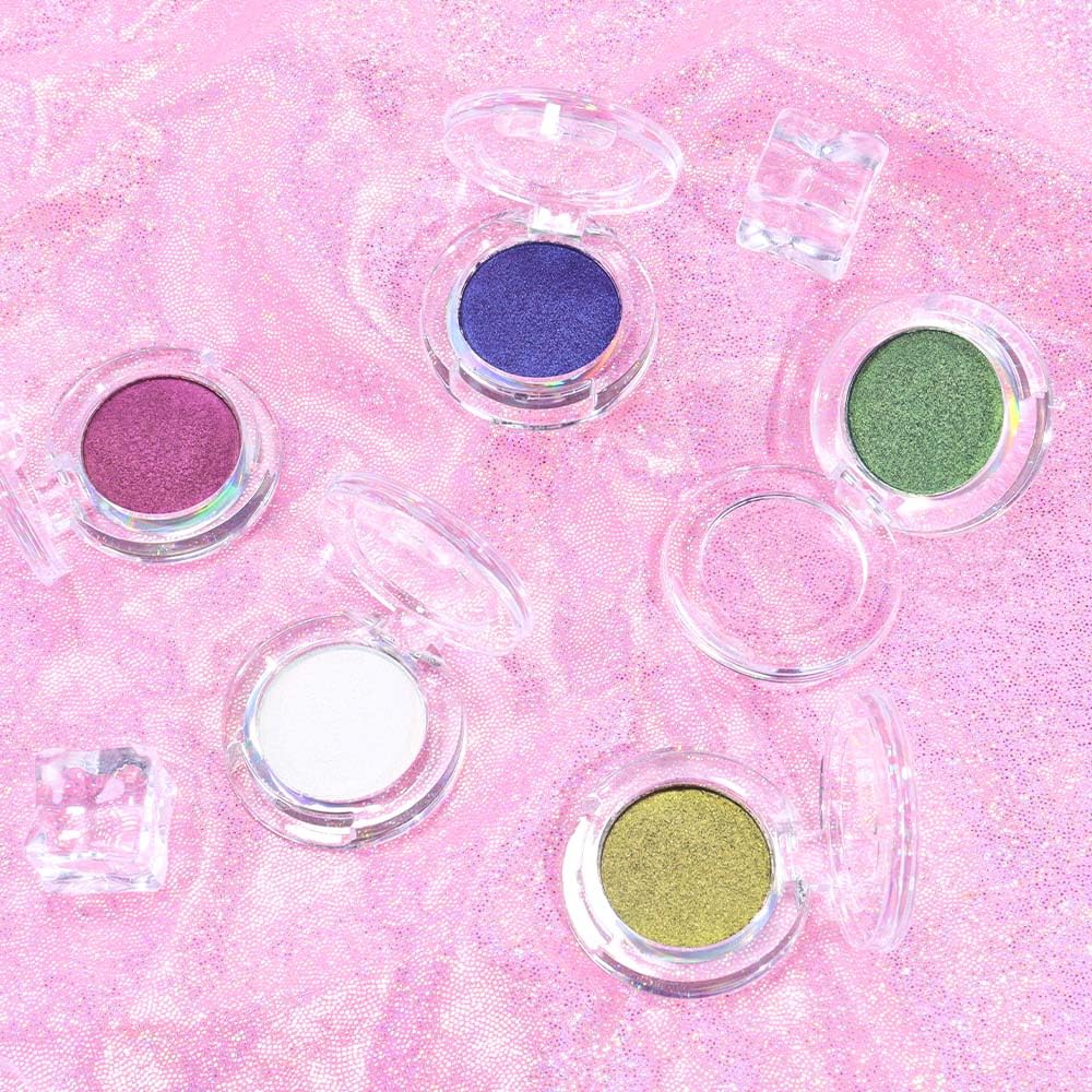 evpct Pearl White Glitter Holographic Iridescent Sparkly Eyeshadow Palette Makeup, White Pink Shimmer Glitter Loose Powder Single Eyeshadow Palette, Chameleon Multichrome Eye shadow Makeup Highlighter