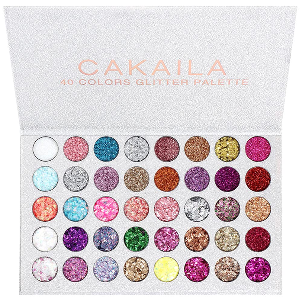 evpct Pearl White Glitter Holographic Iridescent Sparkly Eyeshadow Palette Makeup, White Pink Shimmer Glitter Loose Powder Single Eyeshadow Palette, Chameleon Multichrome Eye shadow Makeup Highlighter