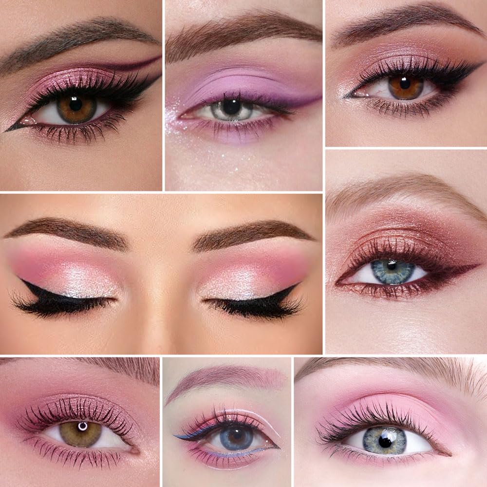 6 Colors Mini Naked Eyeshadow Makeup Palette, Neutral Nude Eye Shadow, Pink&Purple& Brown Matte Make Up Pallet with Mirror Highly Pigmented Long Lasting Waterproof Travel Size Gift Kit (Pink)