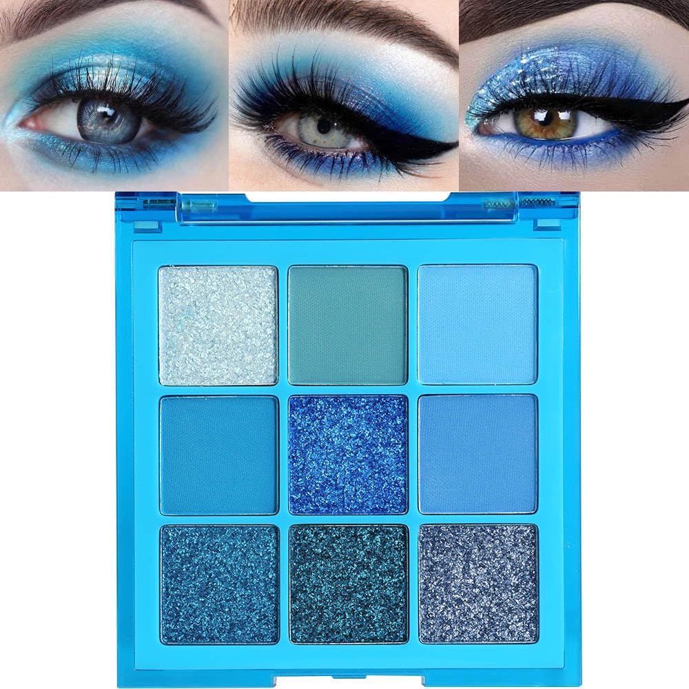 evpct 9 Colors Black Smokey Grey Gray Silver Glitter Shimmer Eye Shadow Makeup Palette Highly Pigmented Black Glitter Eyeshadow Makeup Palette sombra negra para ojos para ojos brillantes