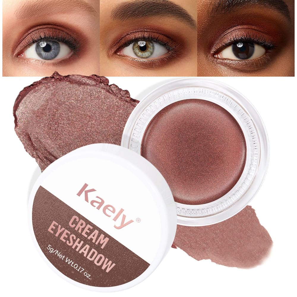 Kaely Cream Single Eyeshadow Makeup, Golden Tan Antique Rose Shimmer Highly Pigmented Monochrome Eye Shadow Pallette, Waterproof Natural Mini Eyeshadow Brightener, sombras en crema para ojos, R02