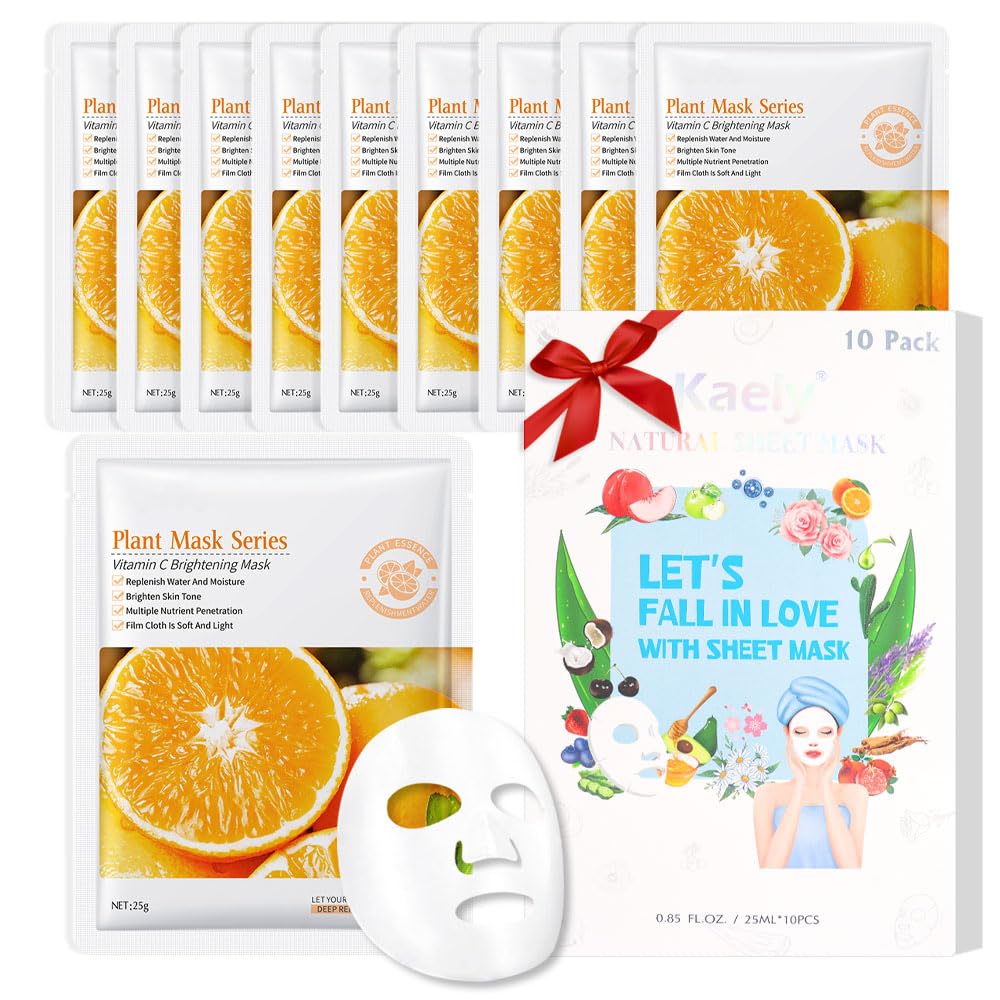 Kaely 10 Pack Variety Sheet Masks,Spa Party Face Masks for Kids Skin Care,Facial Mask Skincare Set Korean,Moisturize,Brighten,Nourish for All Skin Types,Birthday Gifts for Women Men Girls,Set01