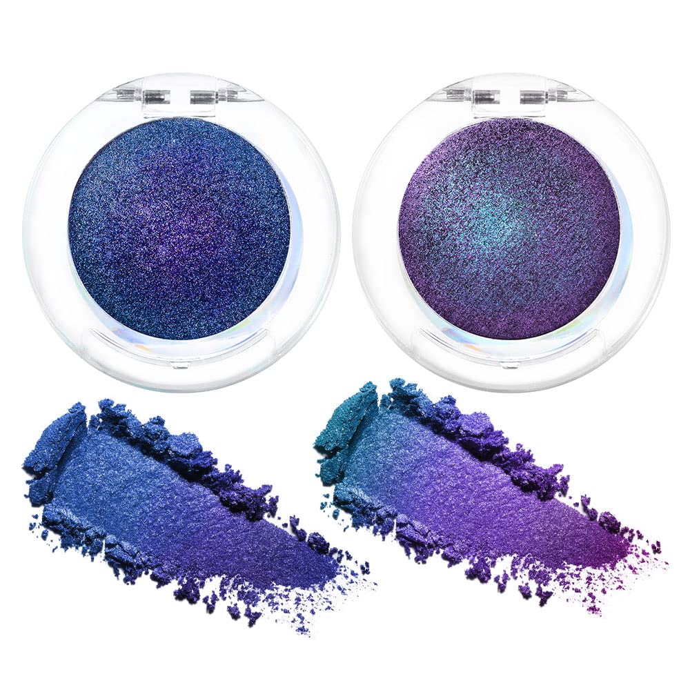 evpct Pearl White Glitter Holographic Iridescent Sparkly Eyeshadow Palette Makeup, White Pink Shimmer Glitter Loose Powder Single Eyeshadow Palette, Chameleon Multichrome Eye shadow Makeup Highlighter