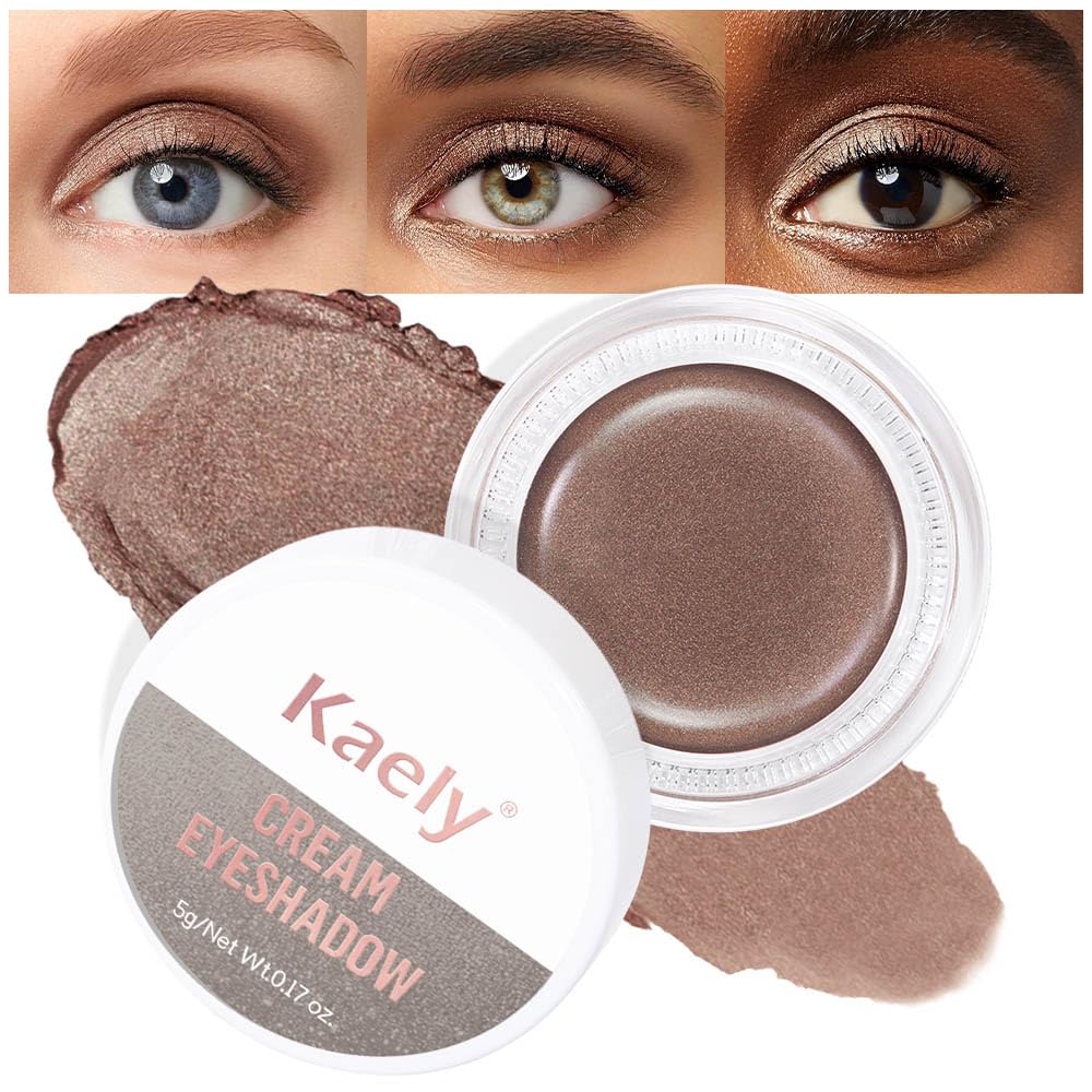 Kaely Cream Single Eyeshadow Makeup, Golden Tan Antique Rose Shimmer Highly Pigmented Monochrome Eye Shadow Pallette, Waterproof Natural Mini Eyeshadow Brightener, sombras en crema para ojos, R02