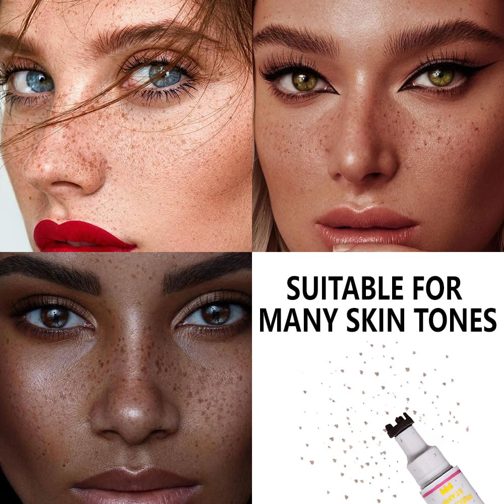 2in1 Freckle Stamp Eyeliners Makeup, Women Face and Eye Cosmetics, Quick Dry Long-Lasting Waterproof Light Brown Freckles Stamp & Black Eyeliners Pen, Effortless Daily Natural Sunkissed Make Up