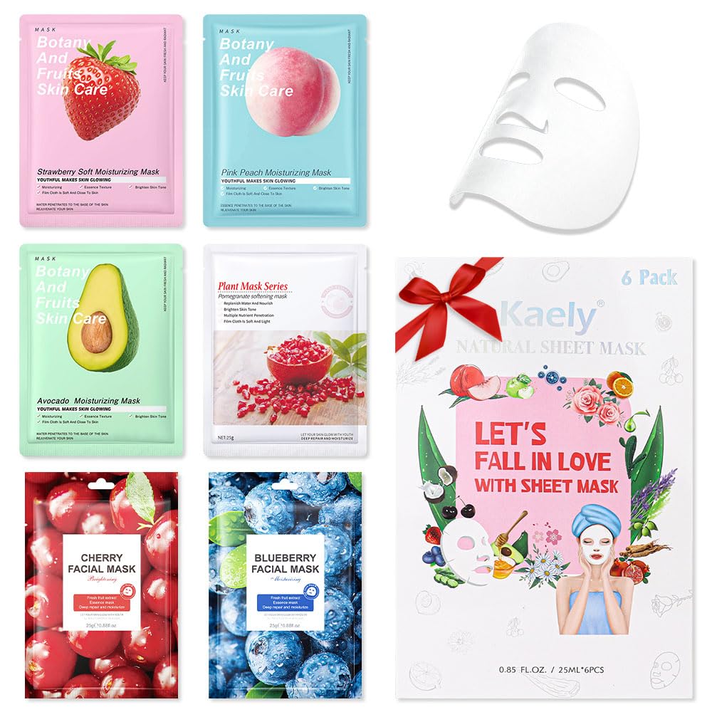 Kaely 10 Pack Variety Sheet Masks,Spa Party Face Masks for Kids Skin Care,Facial Mask Skincare Set Korean,Moisturize,Brighten,Nourish for All Skin Types,Birthday Gifts for Women Men Girls,Set01