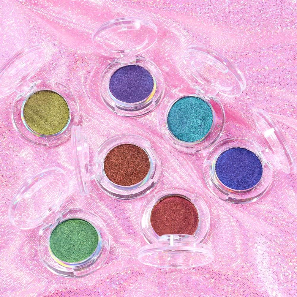 evpct Pearl White Glitter Holographic Iridescent Sparkly Eyeshadow Palette Makeup, White Pink Shimmer Glitter Loose Powder Single Eyeshadow Palette, Chameleon Multichrome Eye shadow Makeup Highlighter
