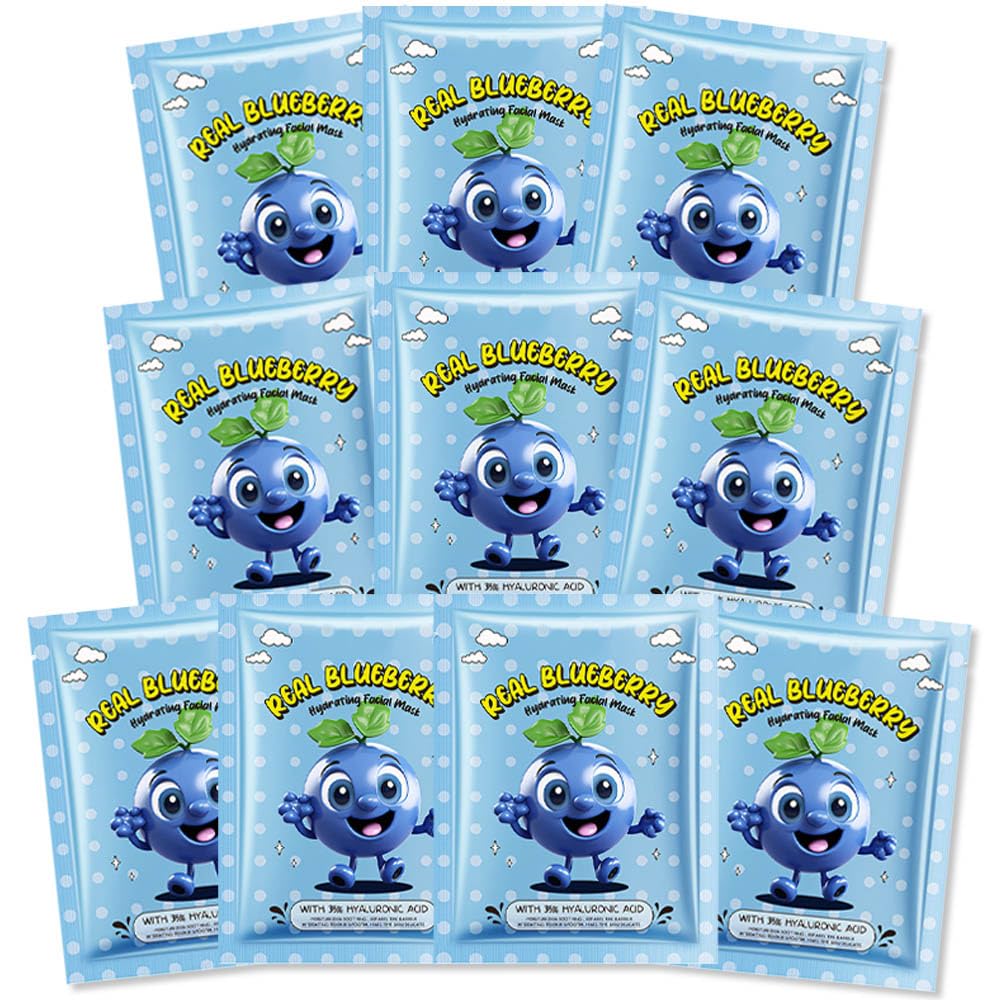 Kaely 10 Pack Fruit Face Masks for Kids, Spa Party Facial Mask Skincare Set, Sheet Masks Skin Care, Moisturize Brighten Soothe for All Skin Types, Christmas Birthday Gifts for Women Men Girls, 01